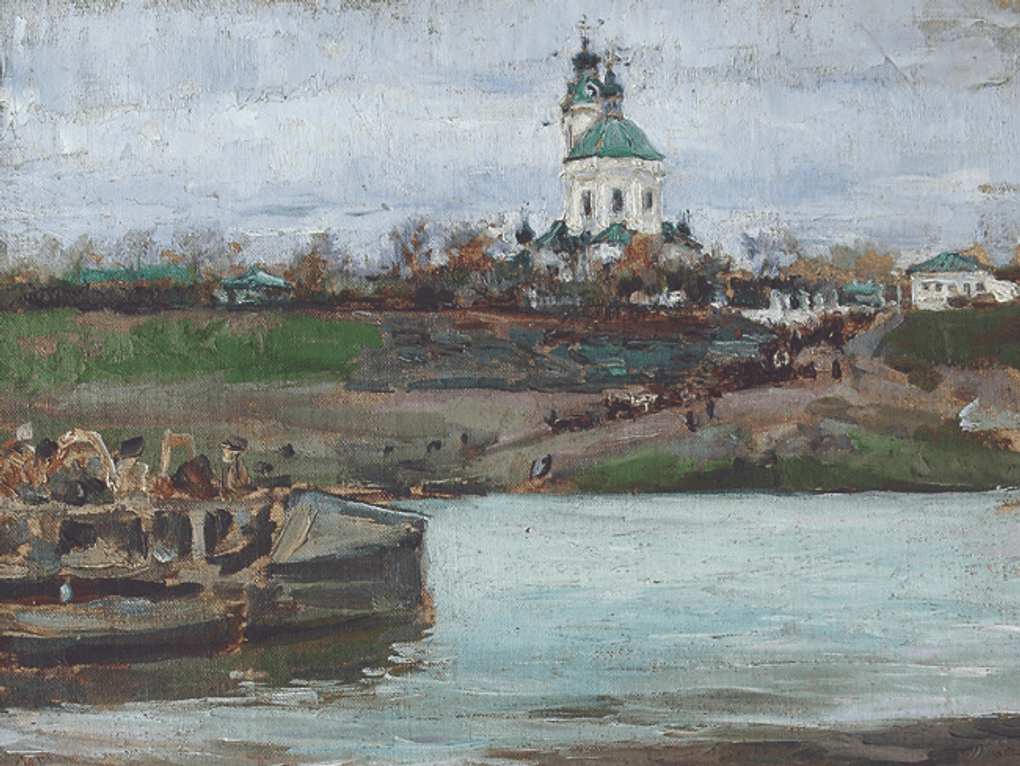 Мария Якунчикова. Тарусский паром (фрагмент). 1893. Государственный мемориальный историко-художественный и природный музей-заповедник В.Д. Поленова, село Страхово, Тульская область