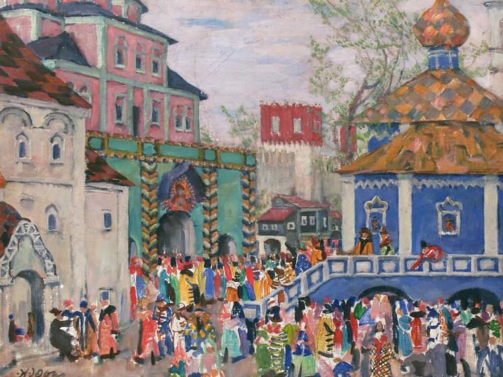 Константин Юон. Эскиз декорации к опере «Борис Годунов» (фрагмент). 1913. Государственный центральный театральный музей имени А.А. Бахрушина, Москва
