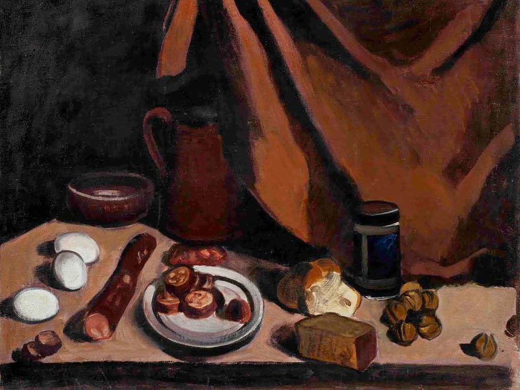 Андрей Васнецов. Натюрморт с колбасой (фрагмент). 1965. Частное собрание