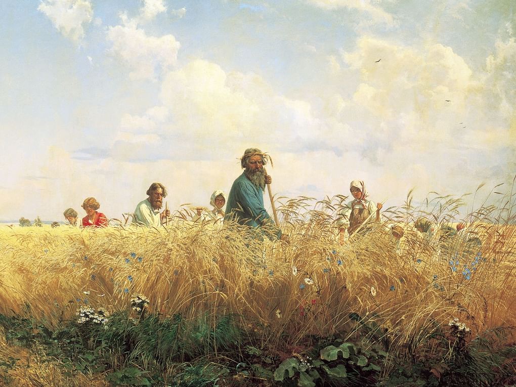 Григорий Мясоедов. Страдная пора. Косцы (фрагмент). 1887. Государственный Русский музей, Санкт-Петербург
