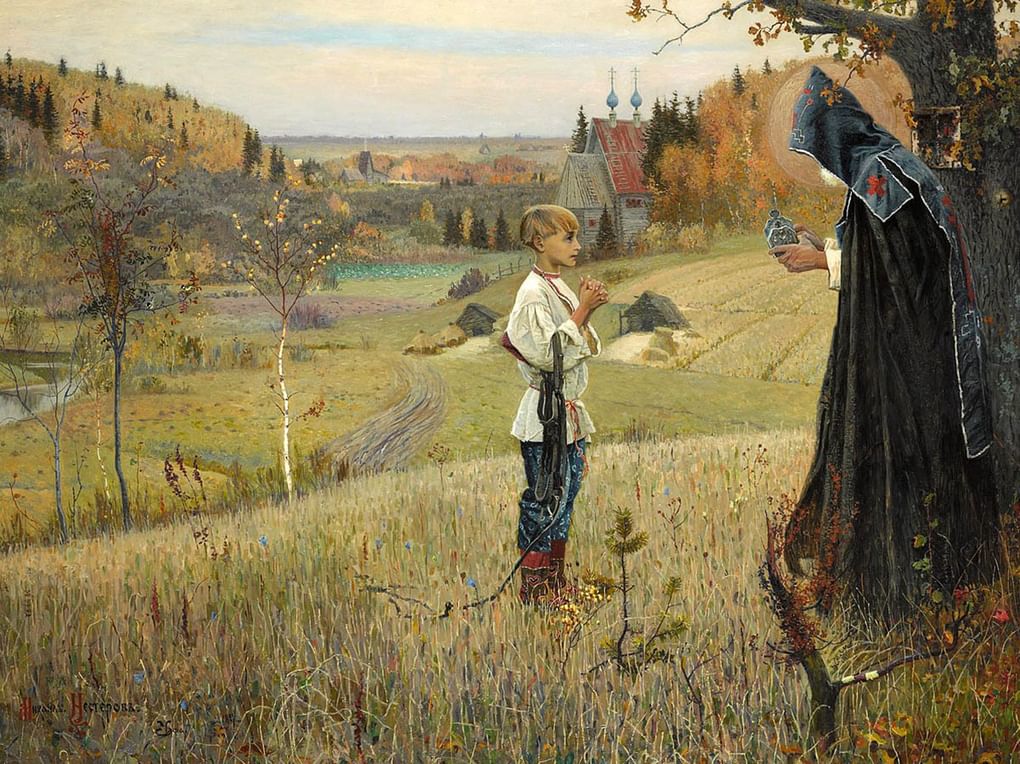 Михаил Нестеров. Видение отроку Варфоломею (фрагмент). 1889–1890. Государственная Третьяковская галерея, Москва