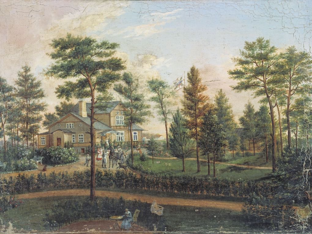 Степан Галактионов. Дача в парке (фрагмент). 1852. Тюменский музей изобразительных искусств, Тюмень