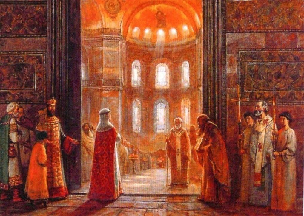 Послы руси. Крещение Ольги в Константинополе. Крещение княгини Ольги в Царьграде.
