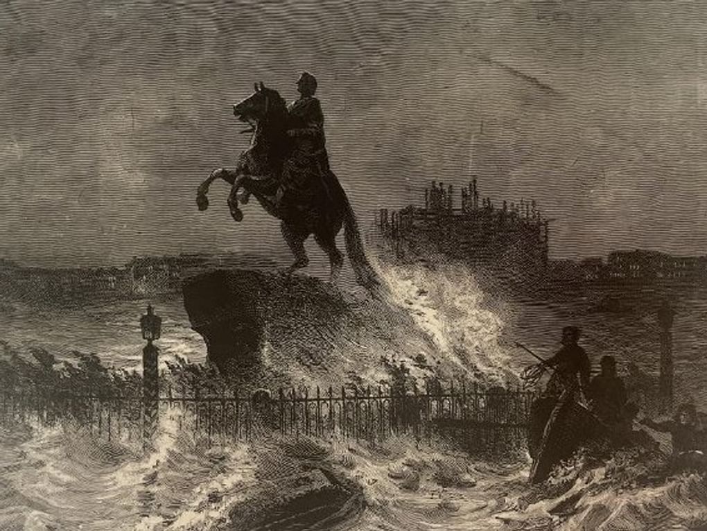 Неизвестный гравер. Наводнение в Петербурге 7 ноября 1824 года. 2-я четверть XIX века. Государственный исторический музей, Москва