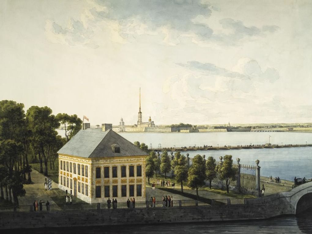 Андрей Мартынов. Вид дворца Петра I в Летнем саду (фрагмент). 1809-1810. Государственный Эрмитаж, Санкт-Петербург