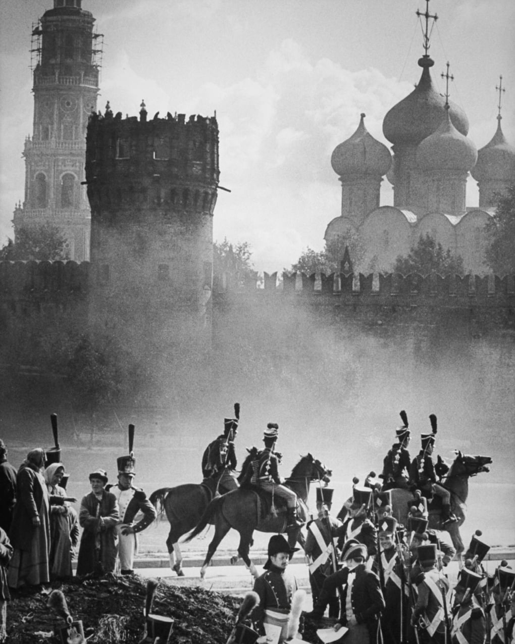 Съемки художественного фильма Сергея Бондарчука «Война и мир». Фотография: pastvu.com