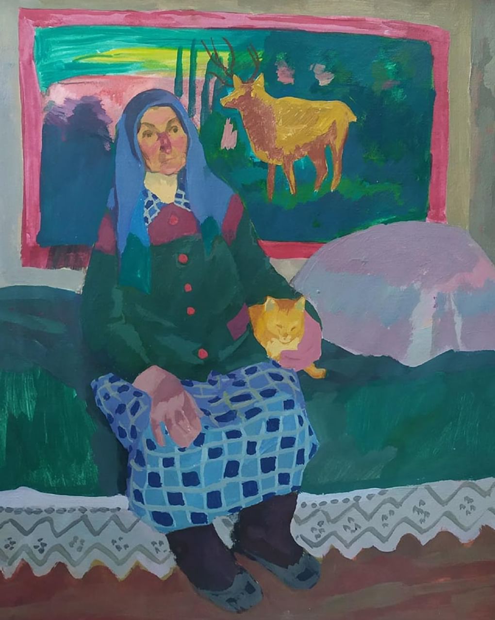 Виктор Попков. Тетя Нюша с кошкой (фрагмент). 1965. Курская государственная картинная галерея им. А.А. Дейнеки, Курск