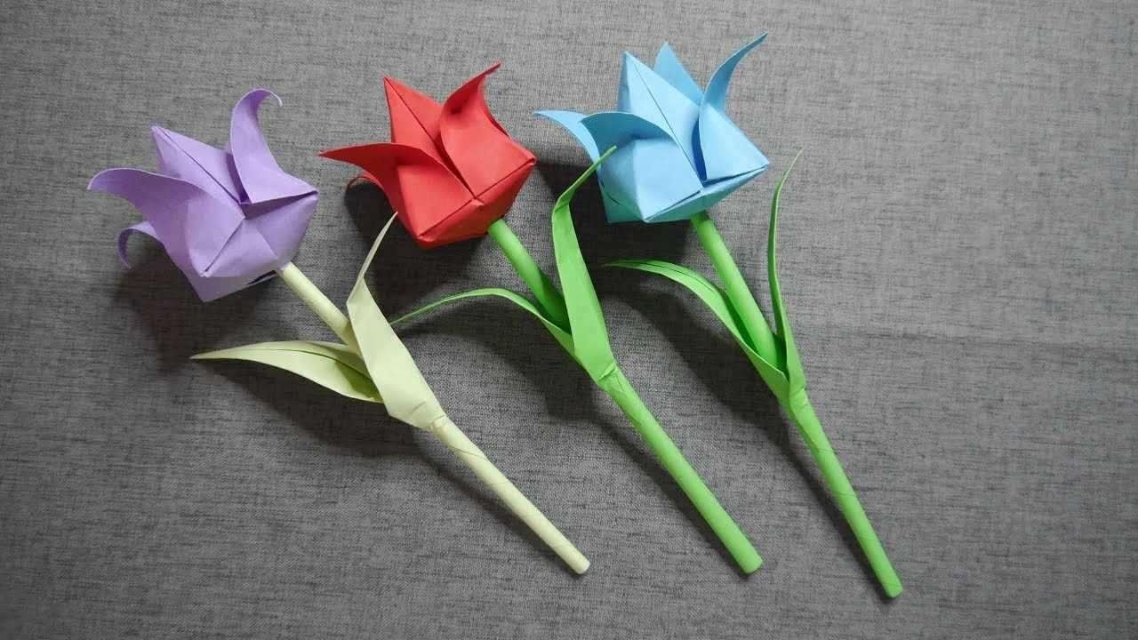 Видео оригами цветок крокус. Оригами цветок. Поделка цветы. Поделка тюльпан. Тюльпан из бумаги.