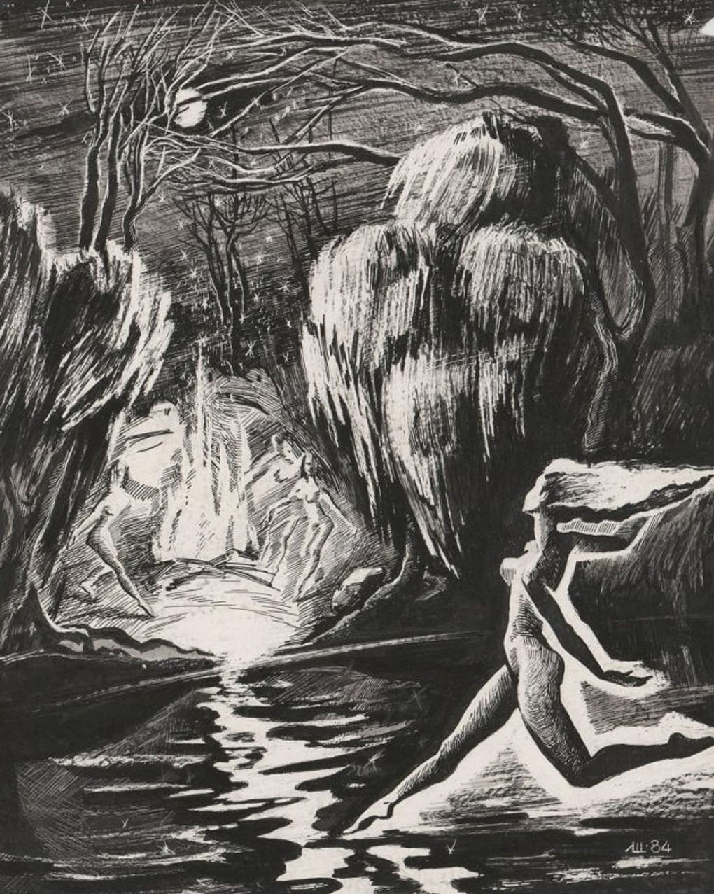 Елена Щедрина-Шергалина. Полет на шабаш. Иллюстрация к роману Михаила Булгакова «Мастер и Маргарита». 1984. Музей Михаила Булгакова, Москва