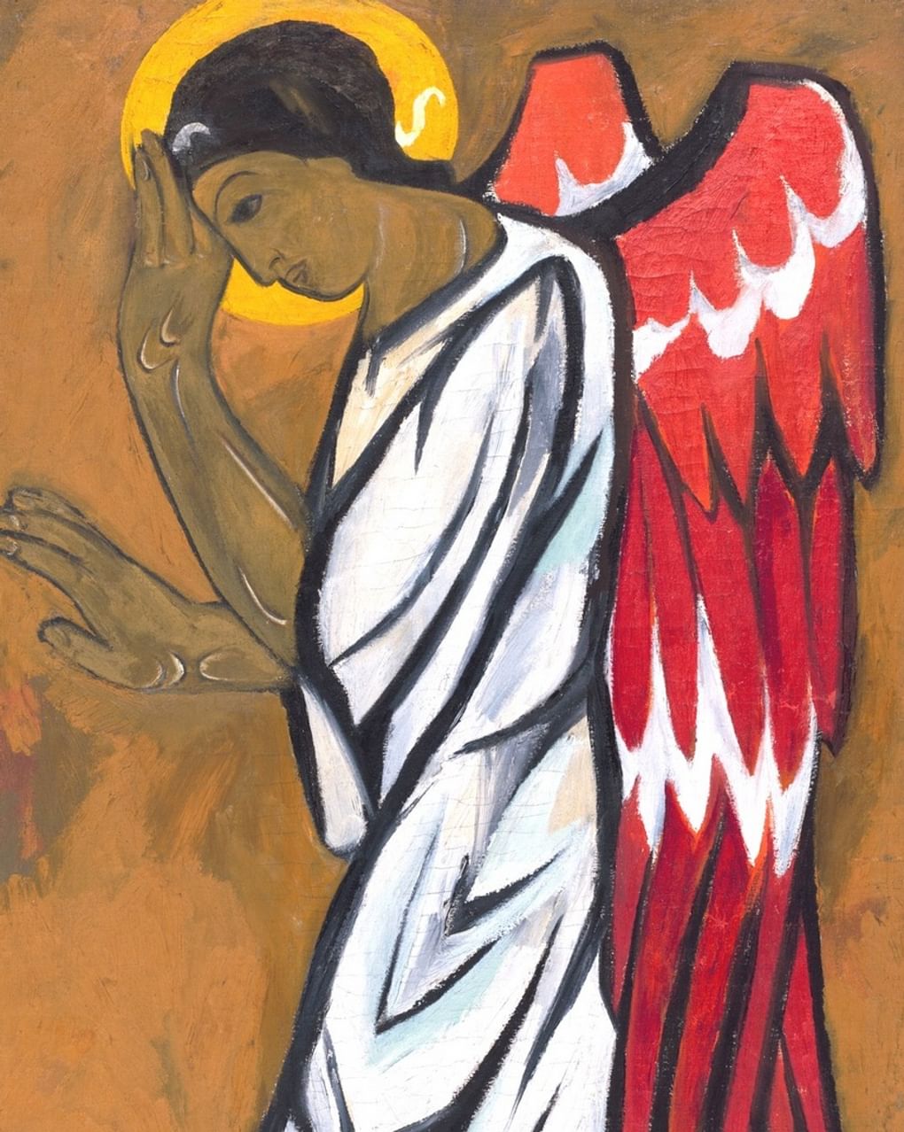 Наталия Гончарова. Архангел (в белом) (фрагмент). Правая часть триптиха «Спас». 1910–1911. Государственная Третьяковская галерея, Москва