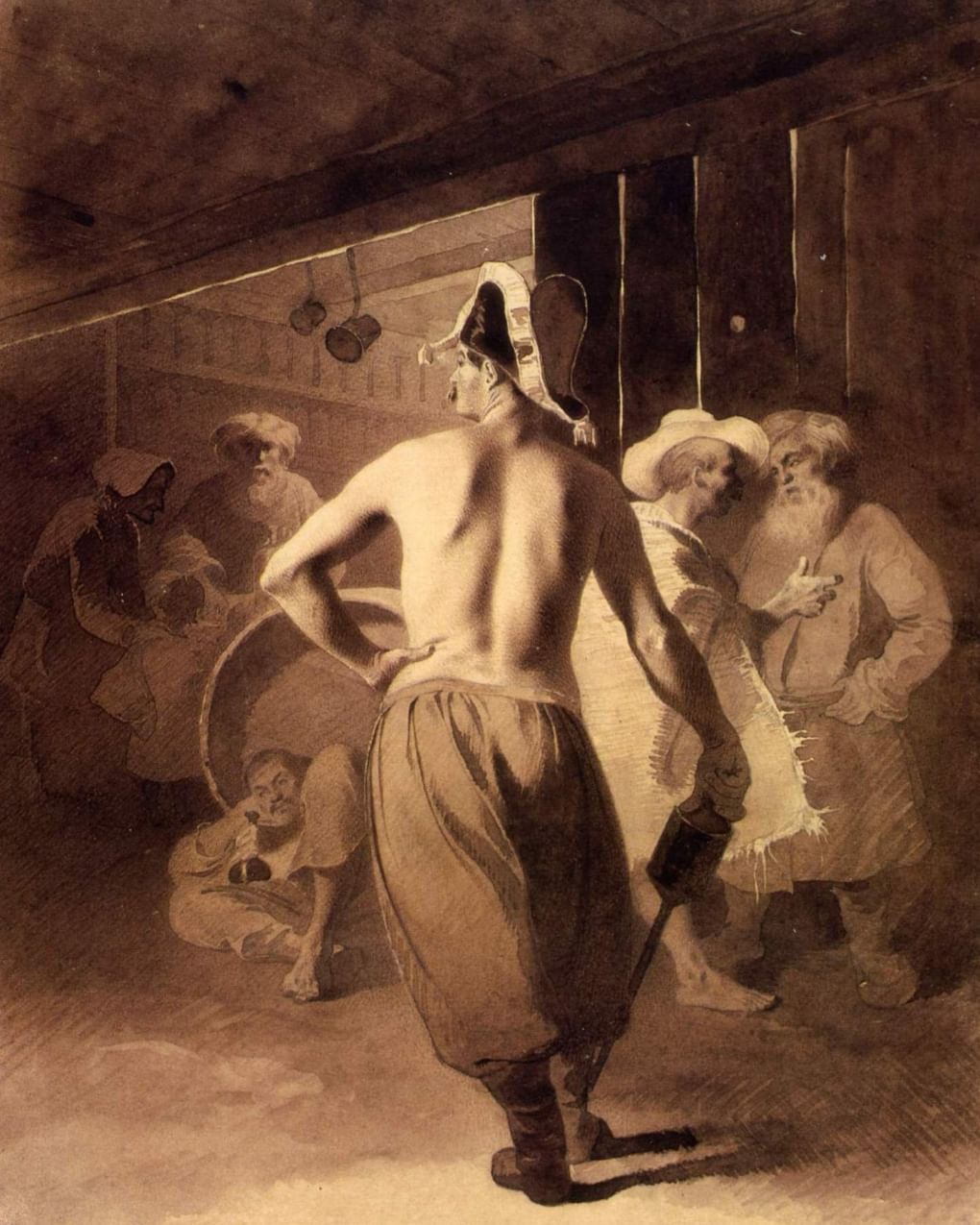 Тарас Шевченко. В кабаке (фрагмент). 1856–1857. Национальный музей Тараса Шевченко, Киев, Украина