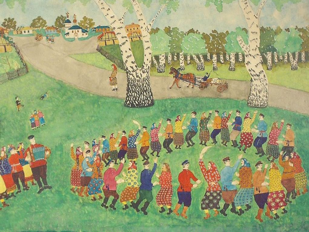 Иван Никифоров. Деревенский танец «Кадриль» (фрагмент). 1960-е. Всероссийский музей декоративно-прикладного и народного искусства, Москва