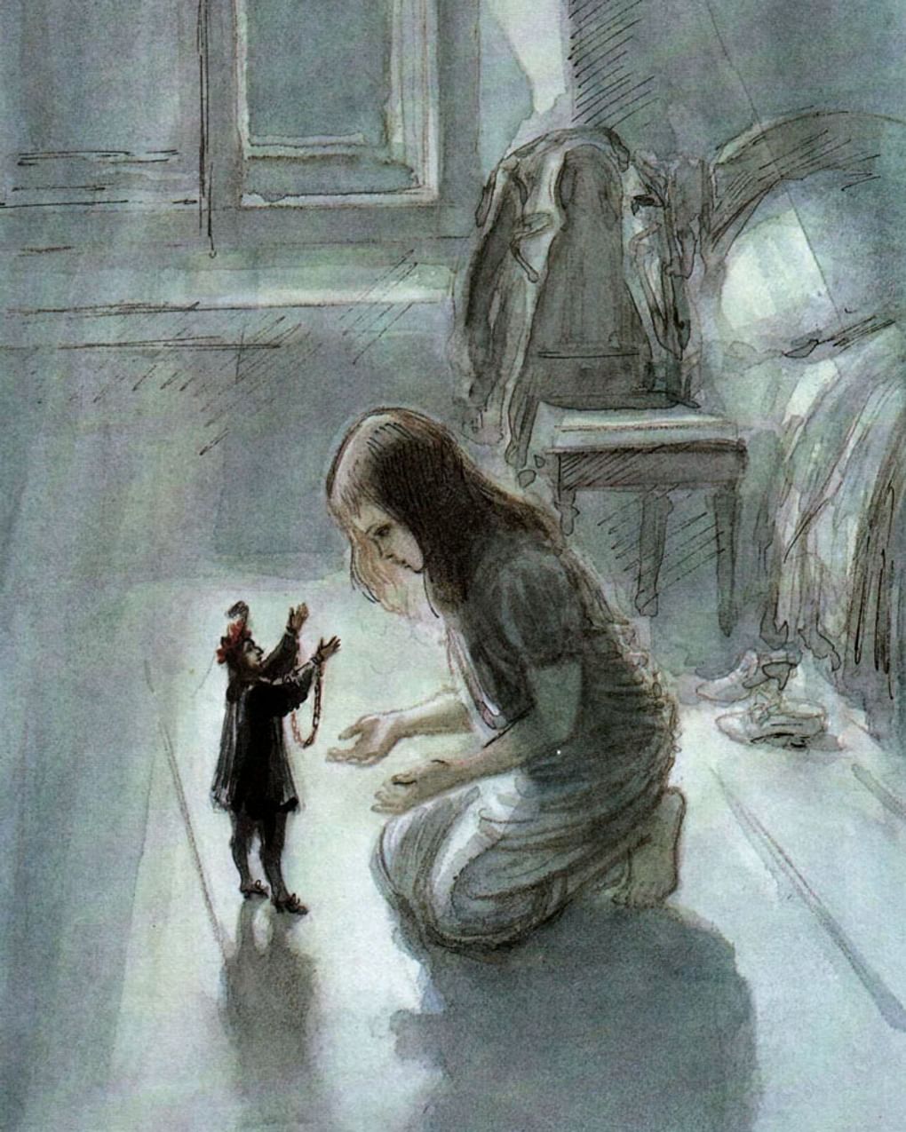 Алексей Рейпольский. Иллюстрация к сказке Антония Погорельского «Черная курица, или Подземные жители» (фрагмент). Издательство «Художник РСФСР», 1989