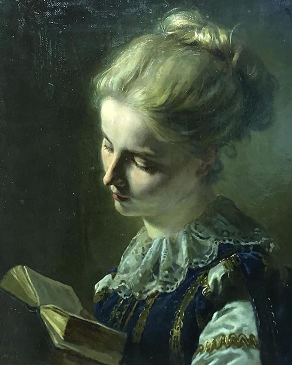 Неизвестный художник. Портрет девушки с книгой (фрагмент). 1873. Тамбовская областная картинная галерея, Тамбов