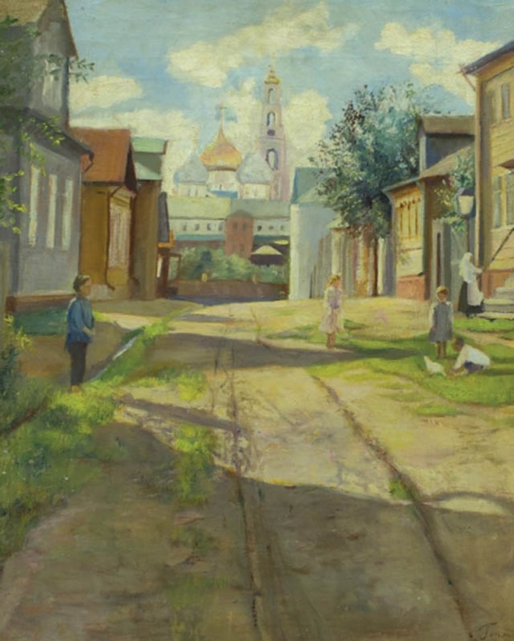 Михаил Гермашев (Бубело). Дворик (фрагмент). XIX век. Иркутский областной художественный музей им. В.П. Сукачева, Иркутск