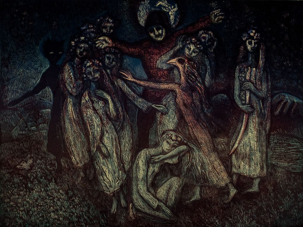 Юрий Рыжик. Майская ночь. Иллюстрация к произведению Николая Гоголя «Вечера на хуторе близ Диканьки». XX век. Картинная галерея, Усть-Илимск, Иркутская область
