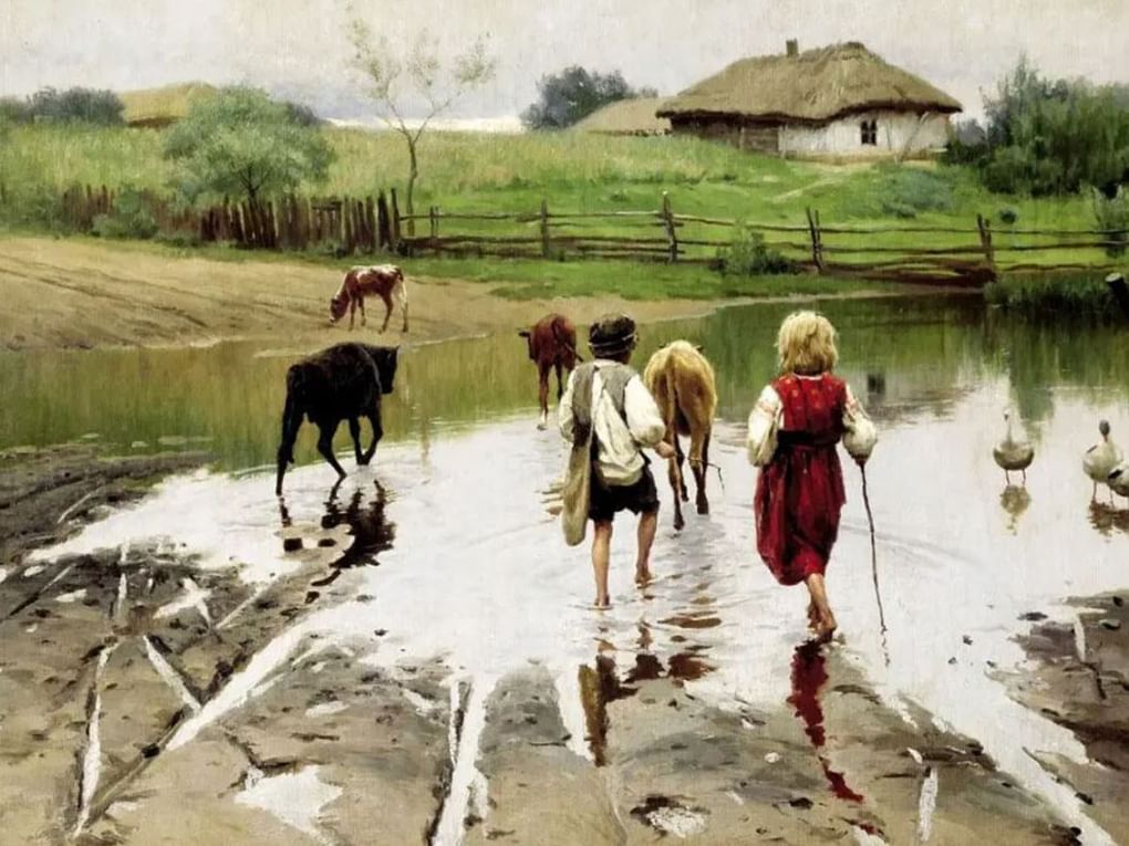 Николай Пимоненко. Брод (фрагмент). 1901. Одесский национальный художественный музей, Одесса, Украина