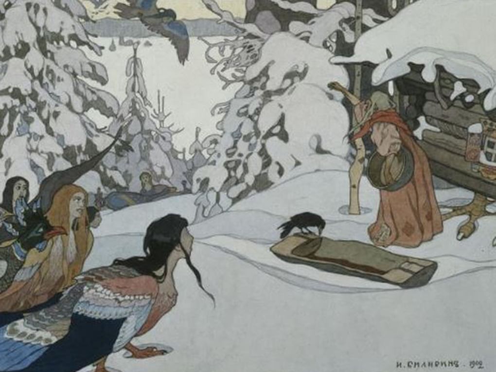 Иван Билибин. Баба-яга и девы-птицы (фрагмент). 1902. Государственный музей изобразительных искусств им. А.С. Пушкина, Москва